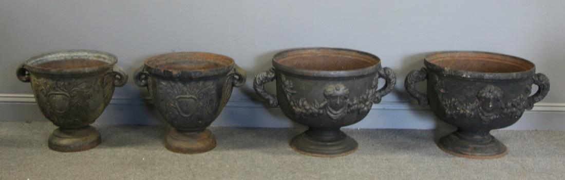 2 Pairs Of Antique Continental Cast Iron Urns . (1 of 8)