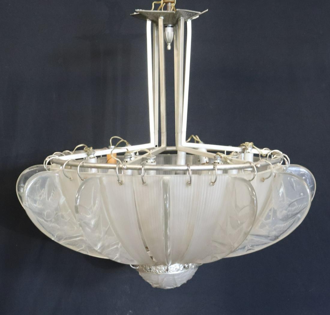 Rene Lalique Hirondelles Glass Chandelier (1 of 7)