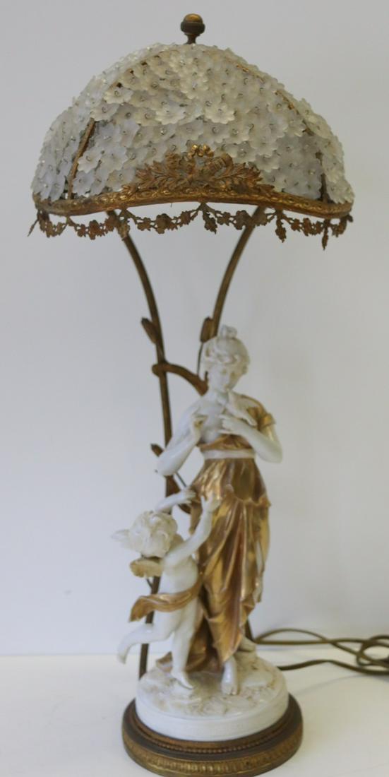 Wonderful Antique Porcelain Figural Lamp (1 of 8)