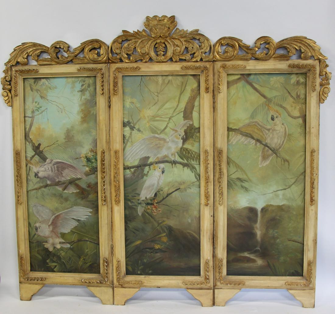 San Miguerl Carved And Painted 3 Panel Screen . (1 of 10)