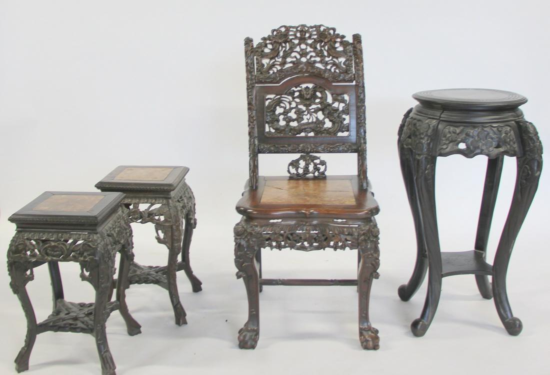 Highly And Finely Carved Chinese Hardwood Chair (1 of 16)