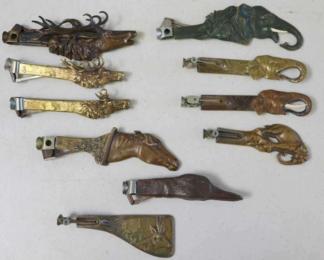 Lot Of 10 Antique Metal Cigar Cutters . (1 of 10)