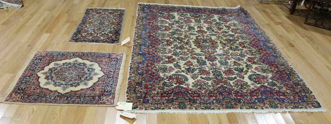 4 Antique And finely Hand Woven Kerman Carpets . (1 of 9)