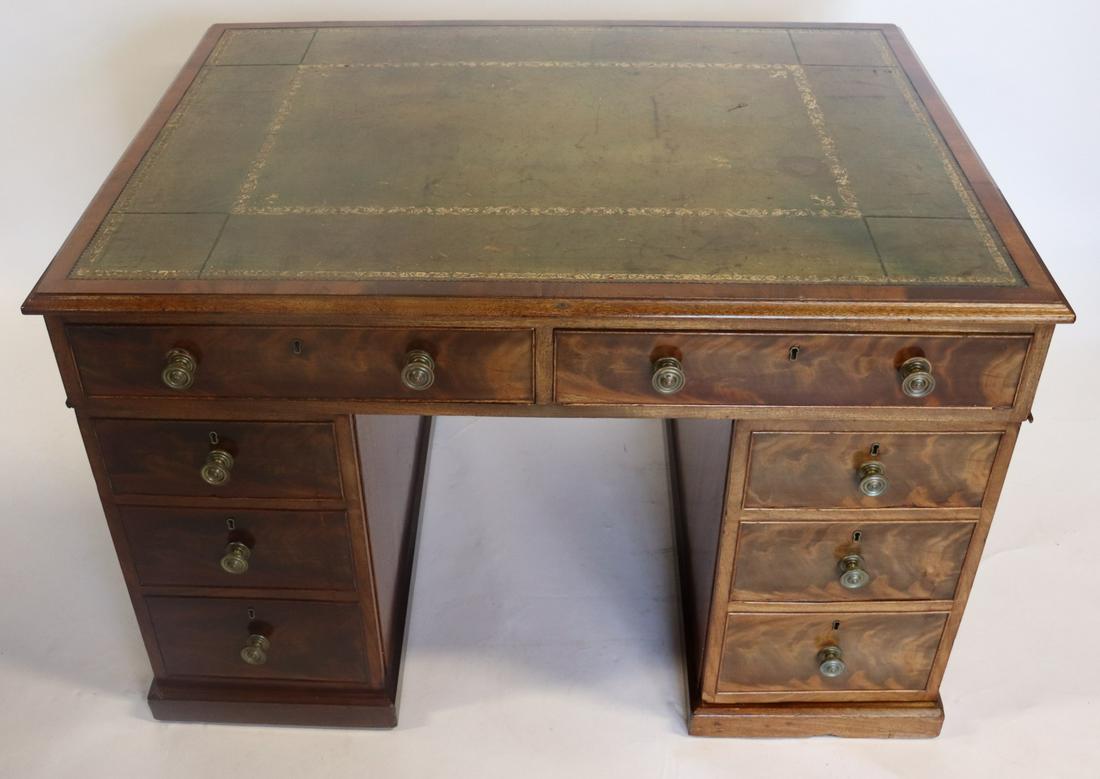 Antique 3 piece Leather Top Partners Desk: Nice original desk and a good size . From a Scarsdale estate . - Dimensions: 48" x 35.5" x 31H