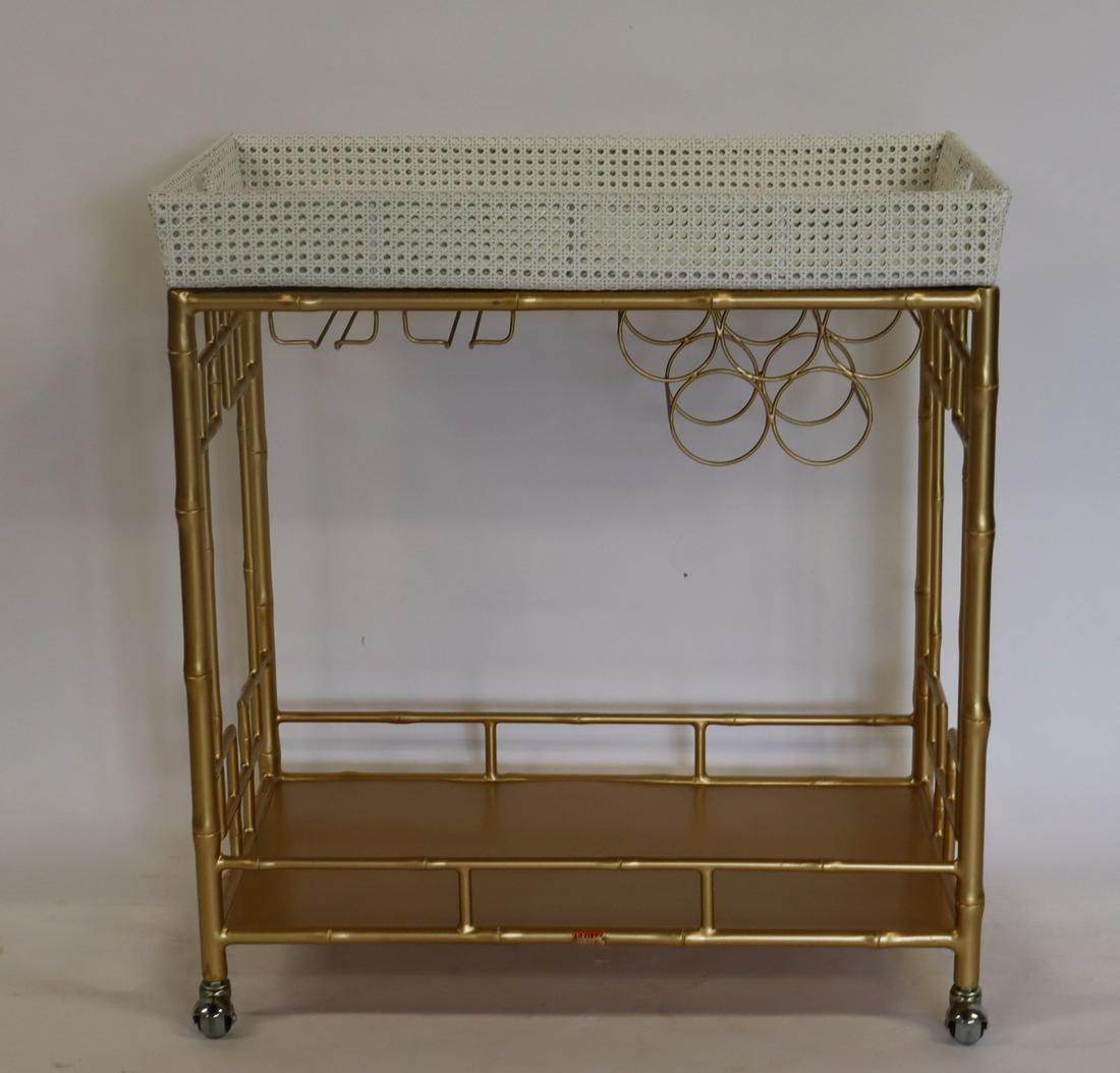 Vintage Gilt Metal Bamboo Style Tray Top T Cart (1 of 7)