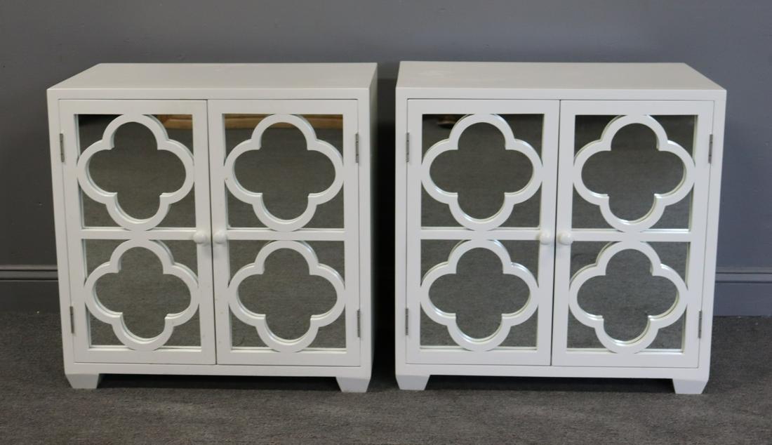 Vintage Pair Of Lacquered And Mirror Front (1 of 5)