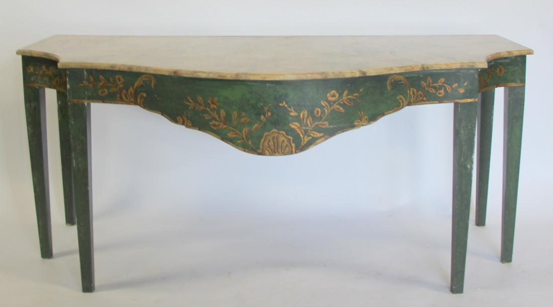 Antique Paint Decorated Demilune Console Table (1 of 6)