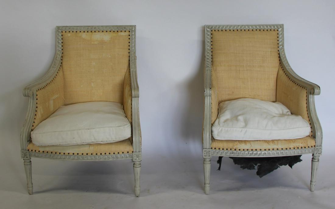Pair Of Vintage Painted Louis XV1 Style Armchairs. (1 of 5)