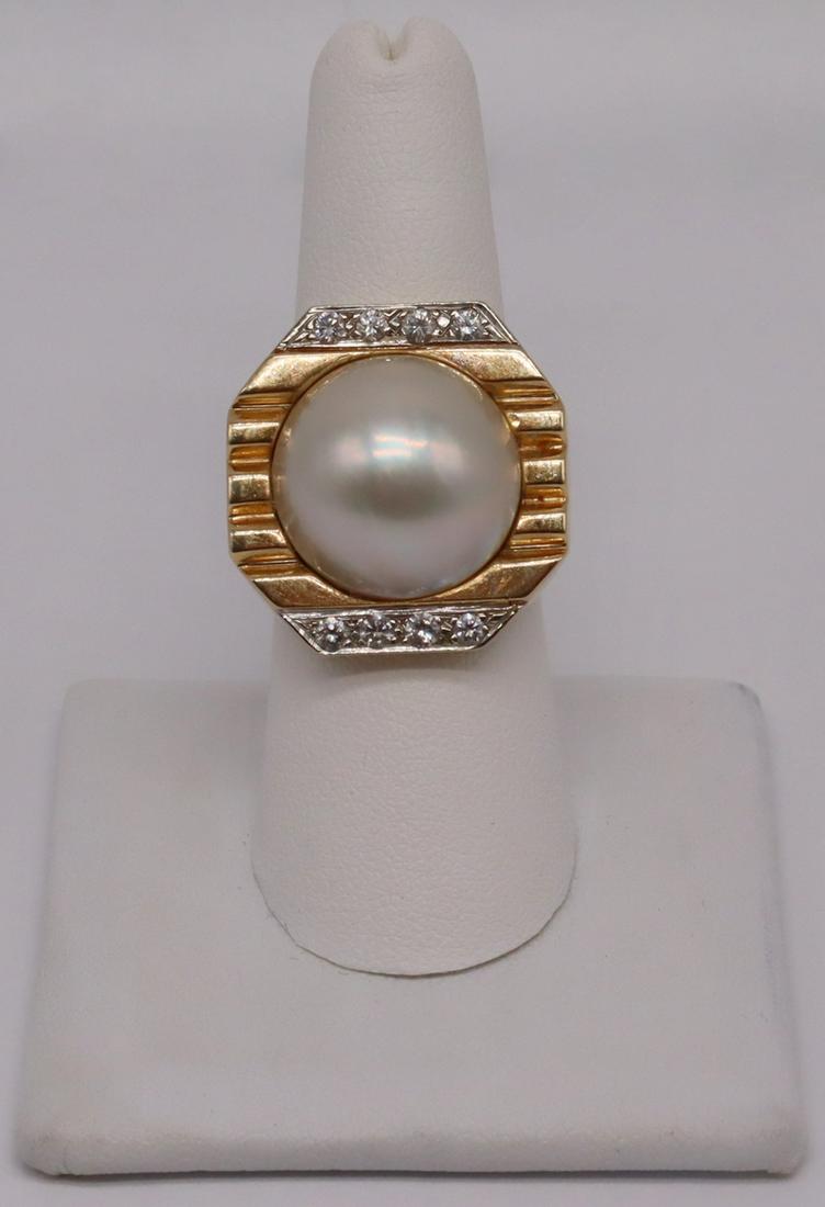 JEWELRY. 14kt Gold, Mabe Pearl, and Diamond Ring. (1 of 7)