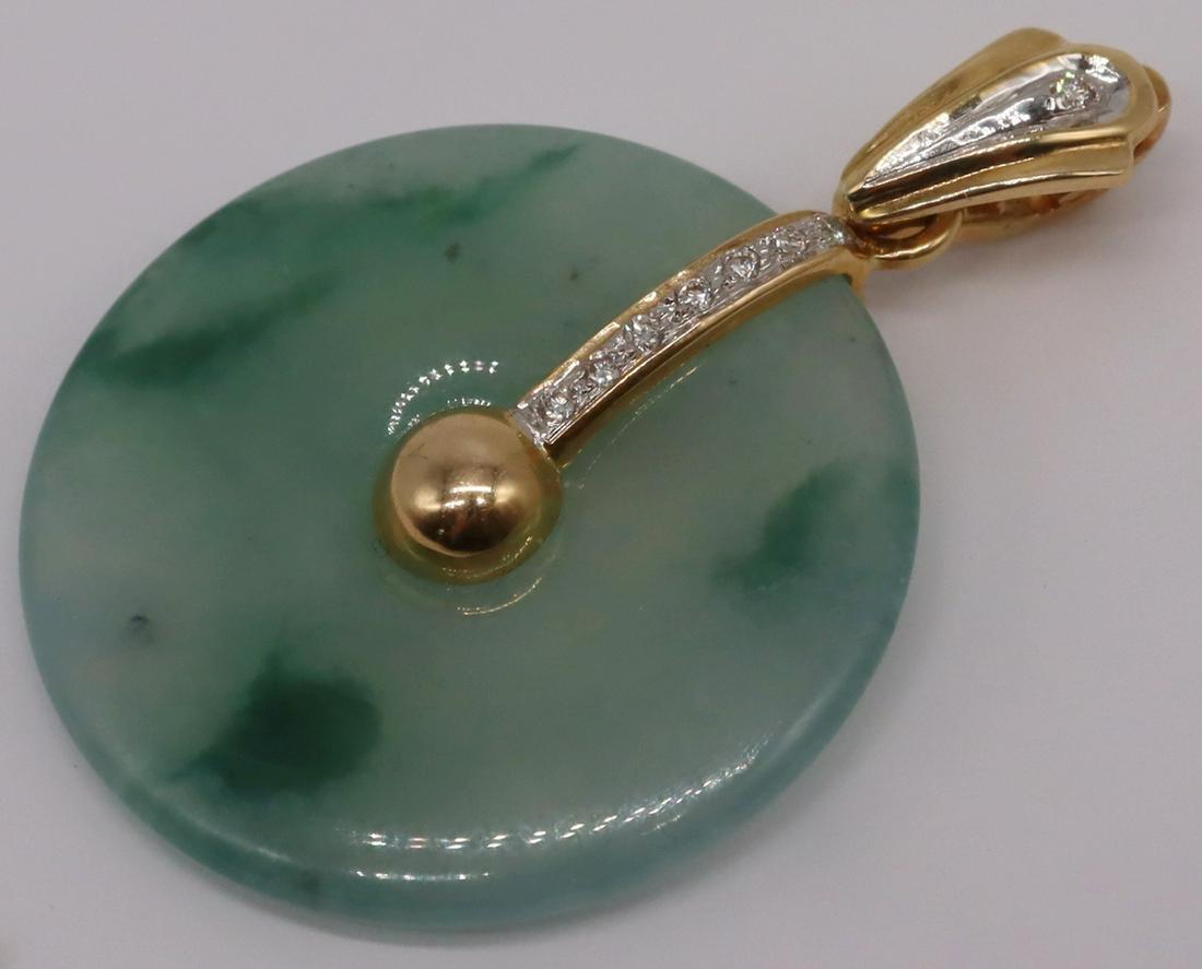 JEWELRY. 14kt Gold, Jade, and Diamond Pendant. (1 of 8)