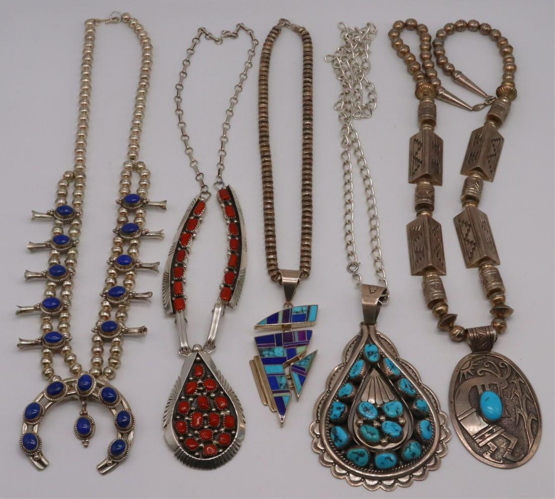 JEWELRY. Assorted Southwest Sterling Necklaces. (1 of 20)