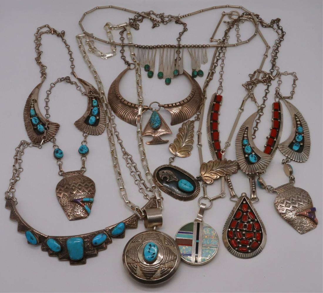 JEWELRY. Assorted Sterling Inlaid Necklaces. (1 of 20)