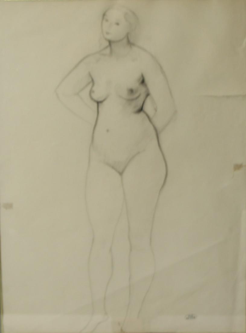 ANDRE DERAIN (FRENCH, 1880 - 1954).: Pencil On Paper. Nude study, stamped and from a Mamaroneck, NY estate. - Dimensions: 24" high x 18" wide