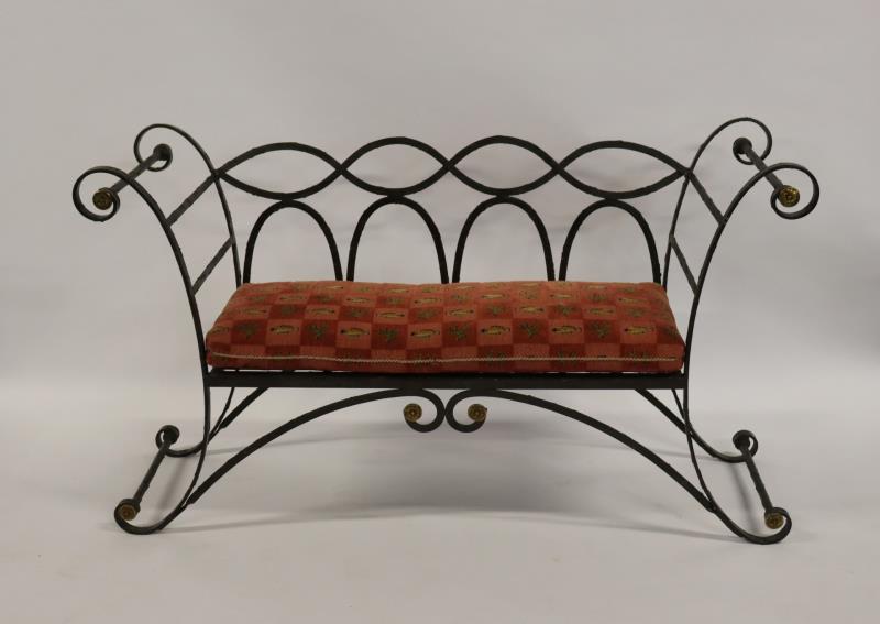Antique Hand Wrought Iron Bench With Gilt Metal (1 of 11)