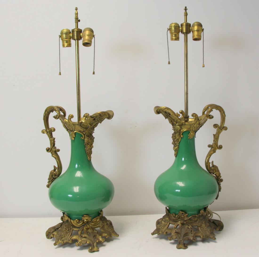 Pair Of Antique Bronze And Porcelain Ewers. (1 of 11)