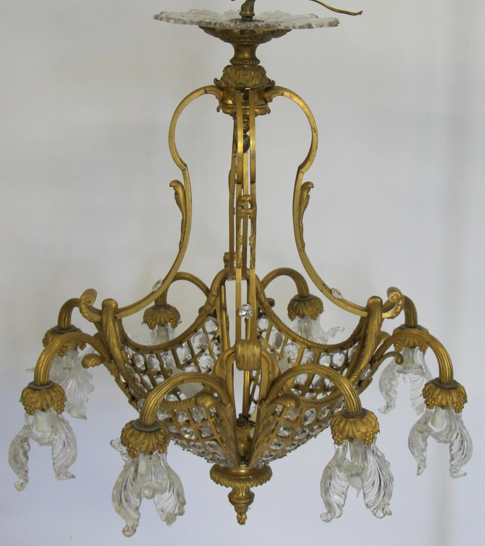 Fine Quality Gilt Bronze Basket Form Chandelier. (1 of 8)