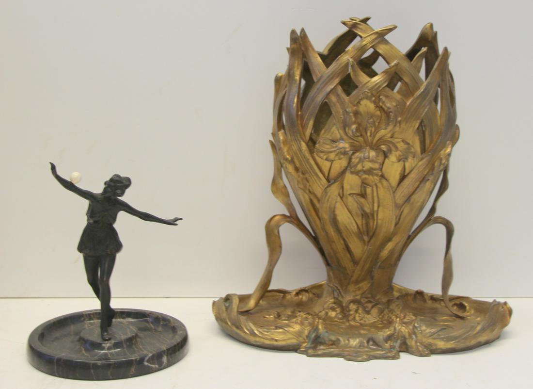 Antique Gilt Bronze Reed Form Holder Together (1 of 9)