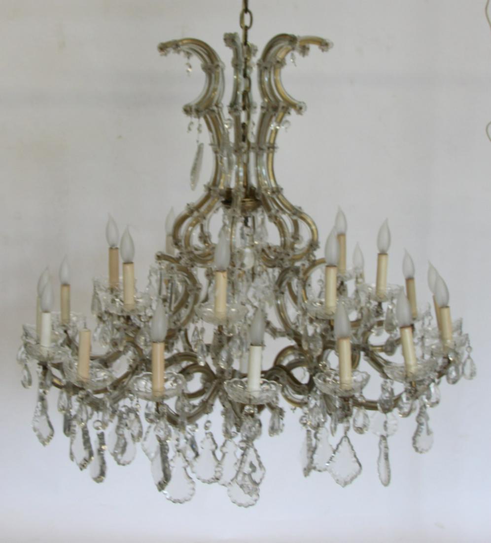 Large  Antique Glass Chandelier With Glass Drops (1 of 4)