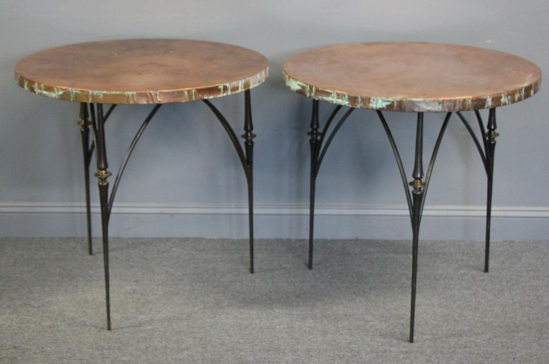 A Vintage pair Of Copper Top Tables With Iron (1 of 5)