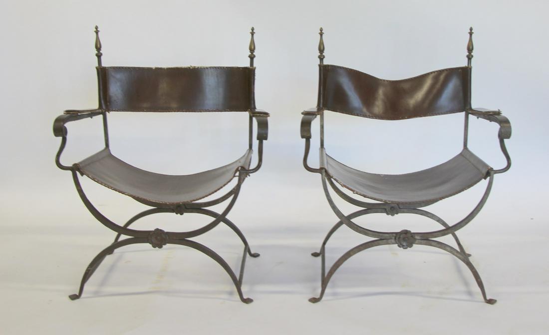 Pair Of Antique Spanish Iron Savonarola Style (1 of 11)