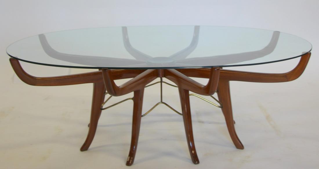 Midcentury Wood And Brass Spider Coffee Table (1 of 5)