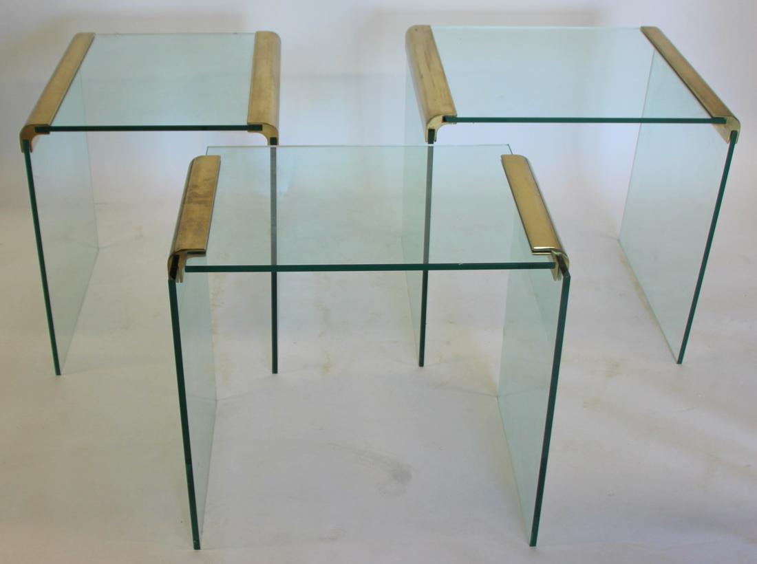 3 Vintage Brass And Glass Tables . (1 of 4)