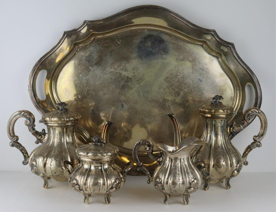 SILVER. Italian 4 Pc. .800 Silver Tea Service. (1 of 14)