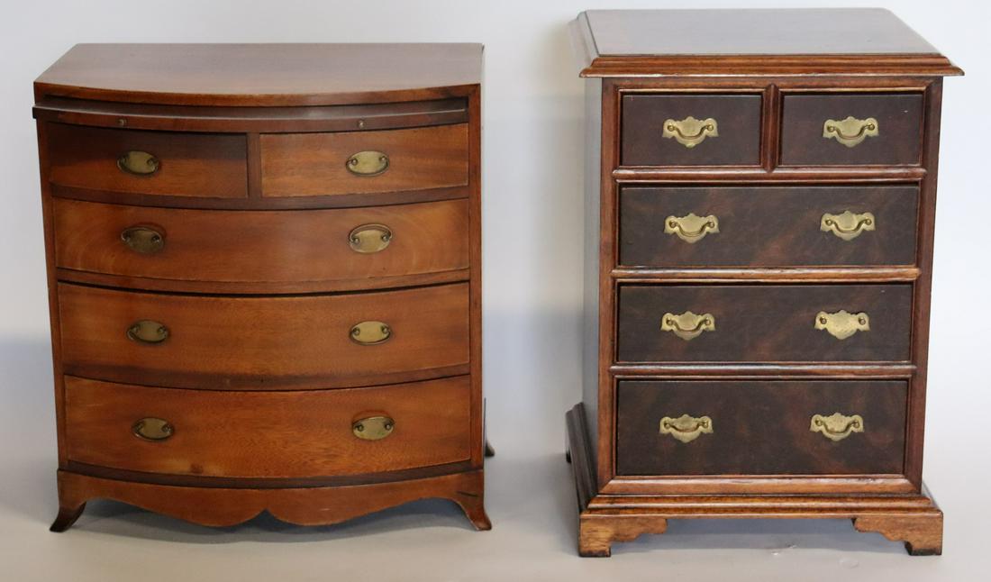 Miniature Mahogany Bow Front Chest Together (1 of 6)