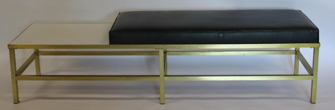 Midcentury Gilt Metal Bench With Upholstered (1 of 6)
