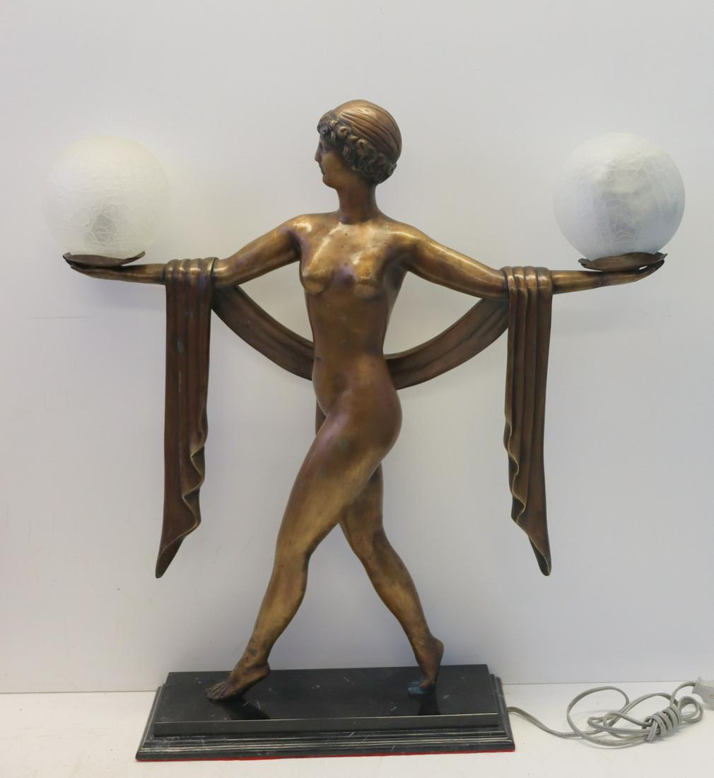 Art Deco Style Bronze Figural Table Lamp . (1 of 9)