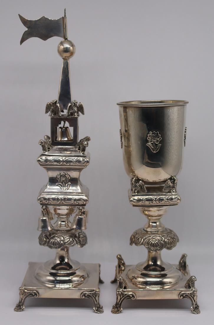 JUDAICA. Asher .800 Silver Judaica Grouping. (1 of 9)