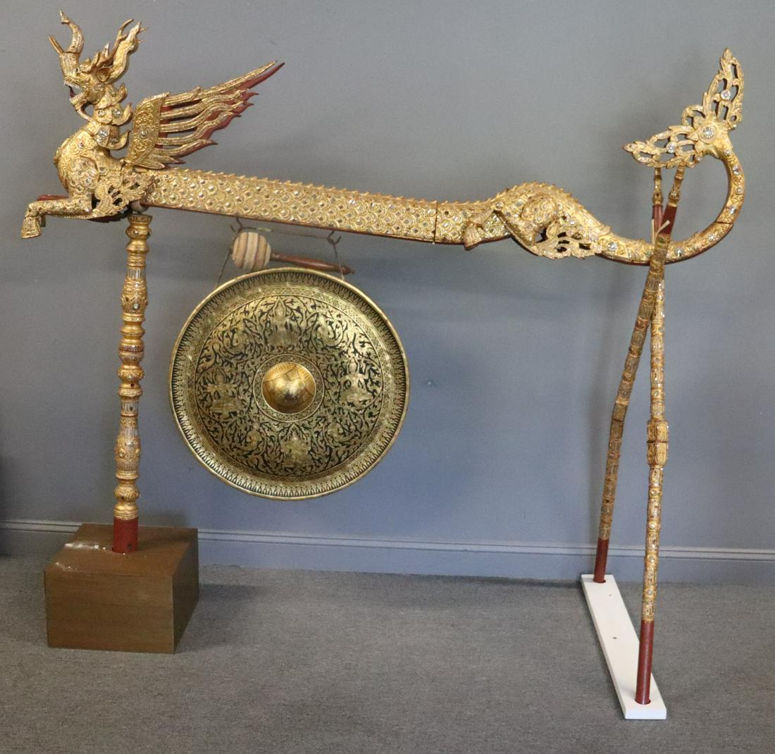 Vintage Gilt And Mirror Decorated Figural Gong. (1 of 11)