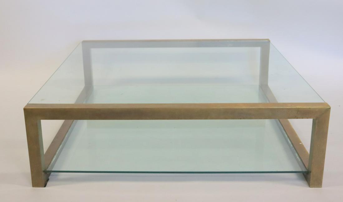 Midcentury Brass Coffee Table With Glass Insert. (1 of 5)