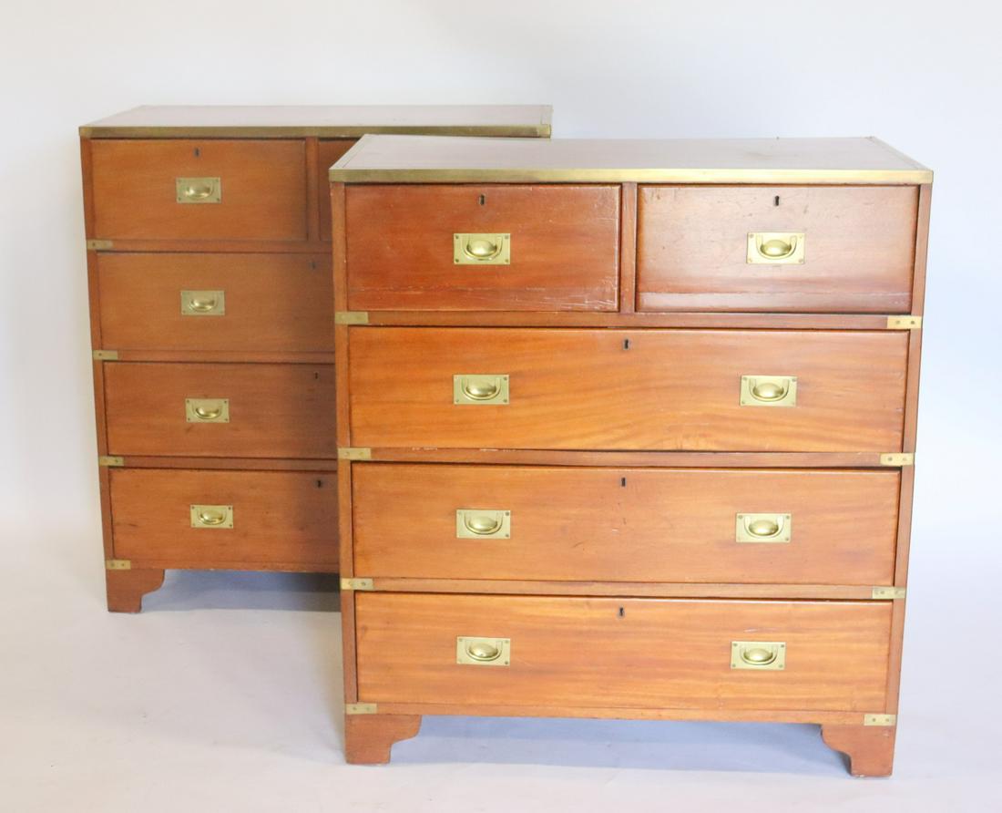 Pair Of Antique Brass Mounted Campaign Chests. (1 of 9)