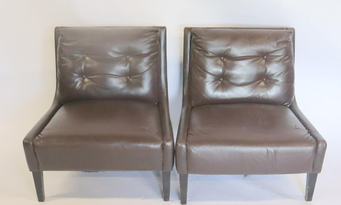 Pair Of Vintage Leather Upholstered Low Chairs. (1 of 6)