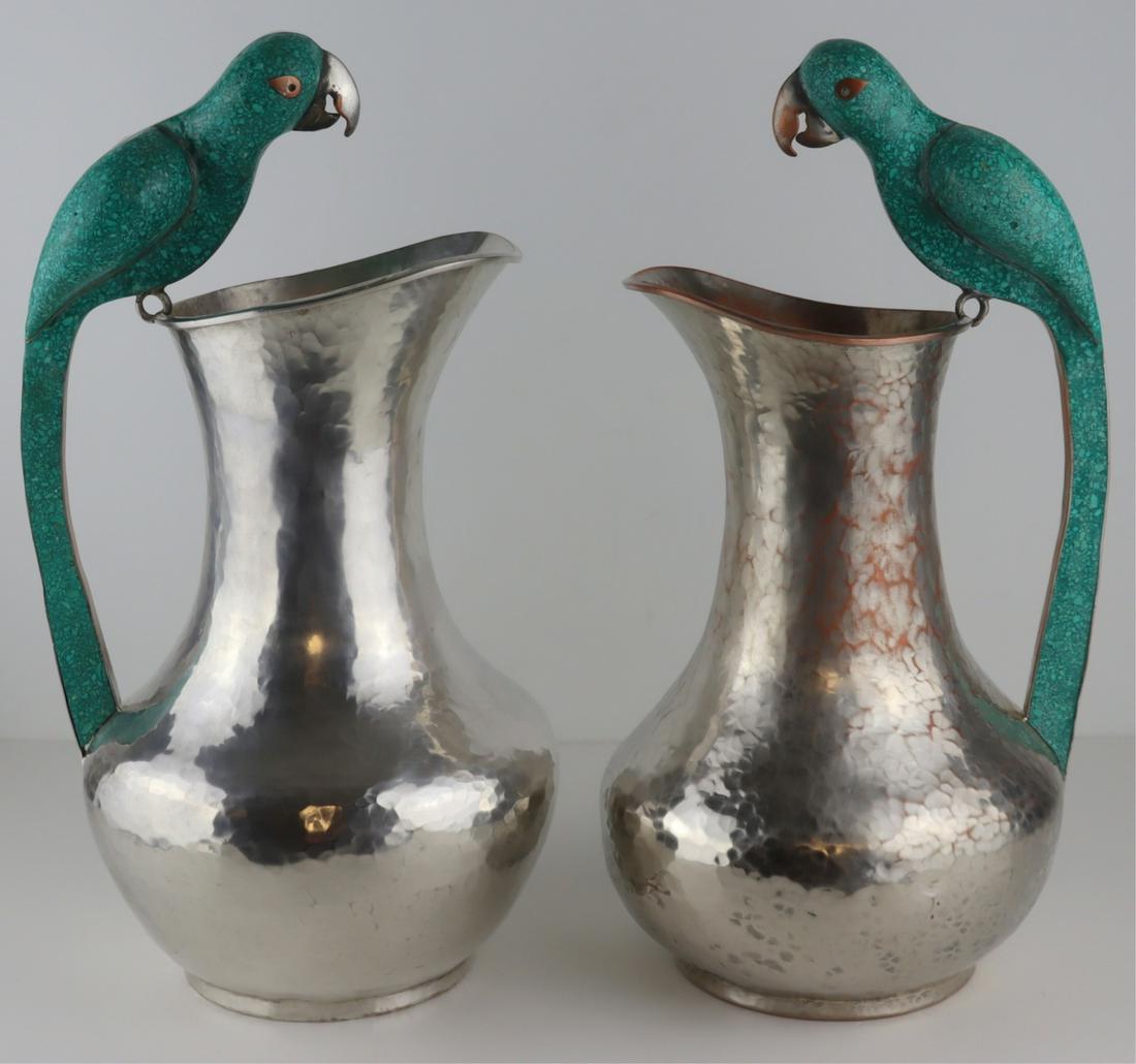 SILVERPLATE. Pair of Cobre Mexican Pitchers. (1 of 11)