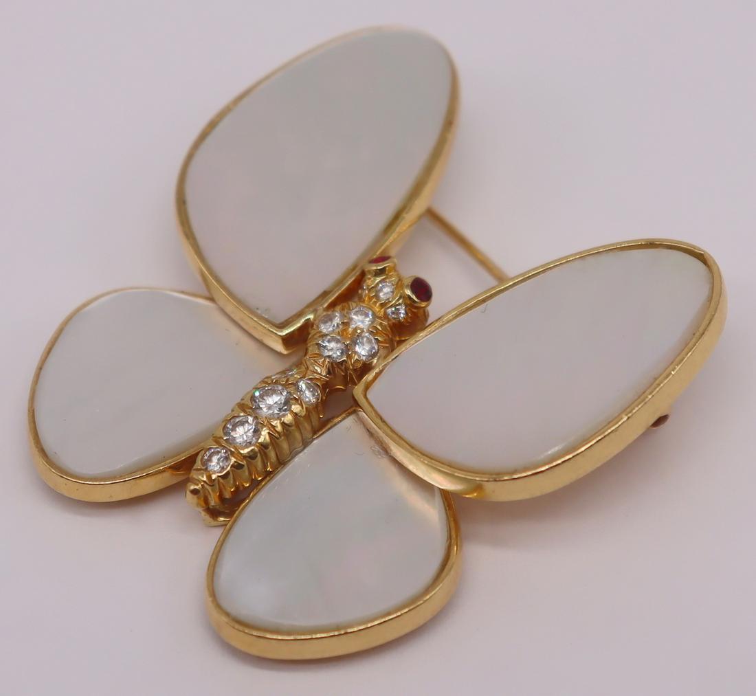 JEWELRY. Signed Forley 18kt Gold Butterfly Brooch. (1 of 7)