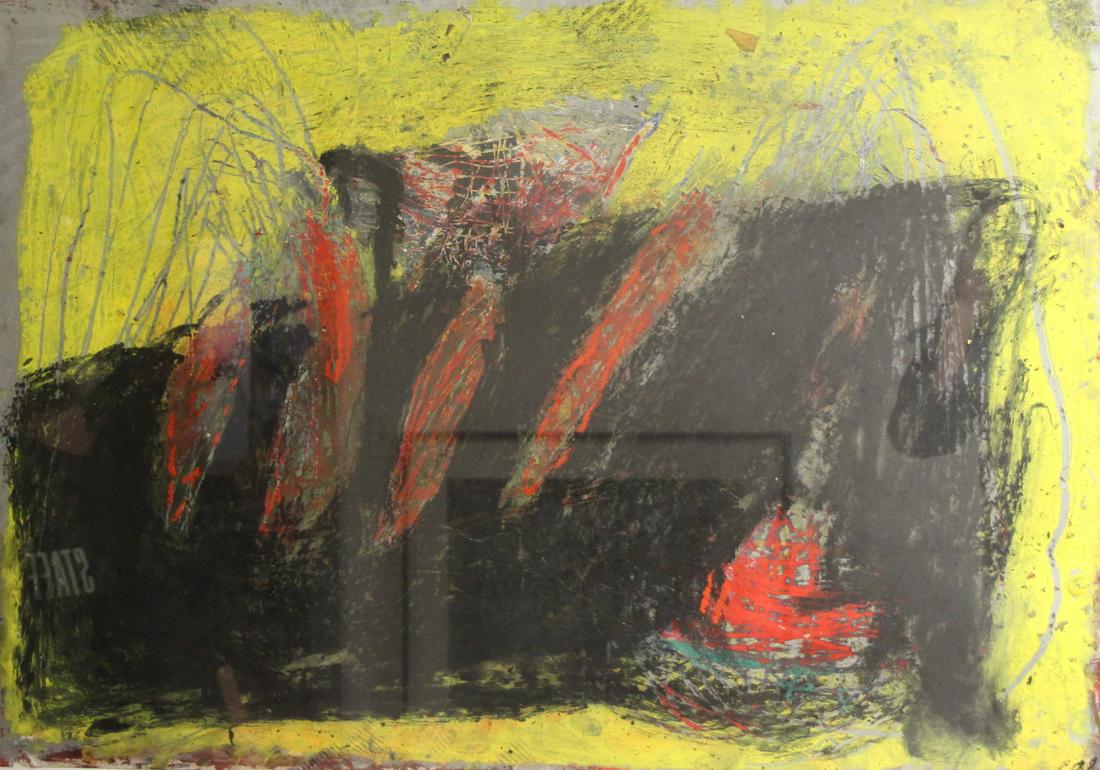 Illegibly Signed oil On Paper Abstract Composition (1 of 4)