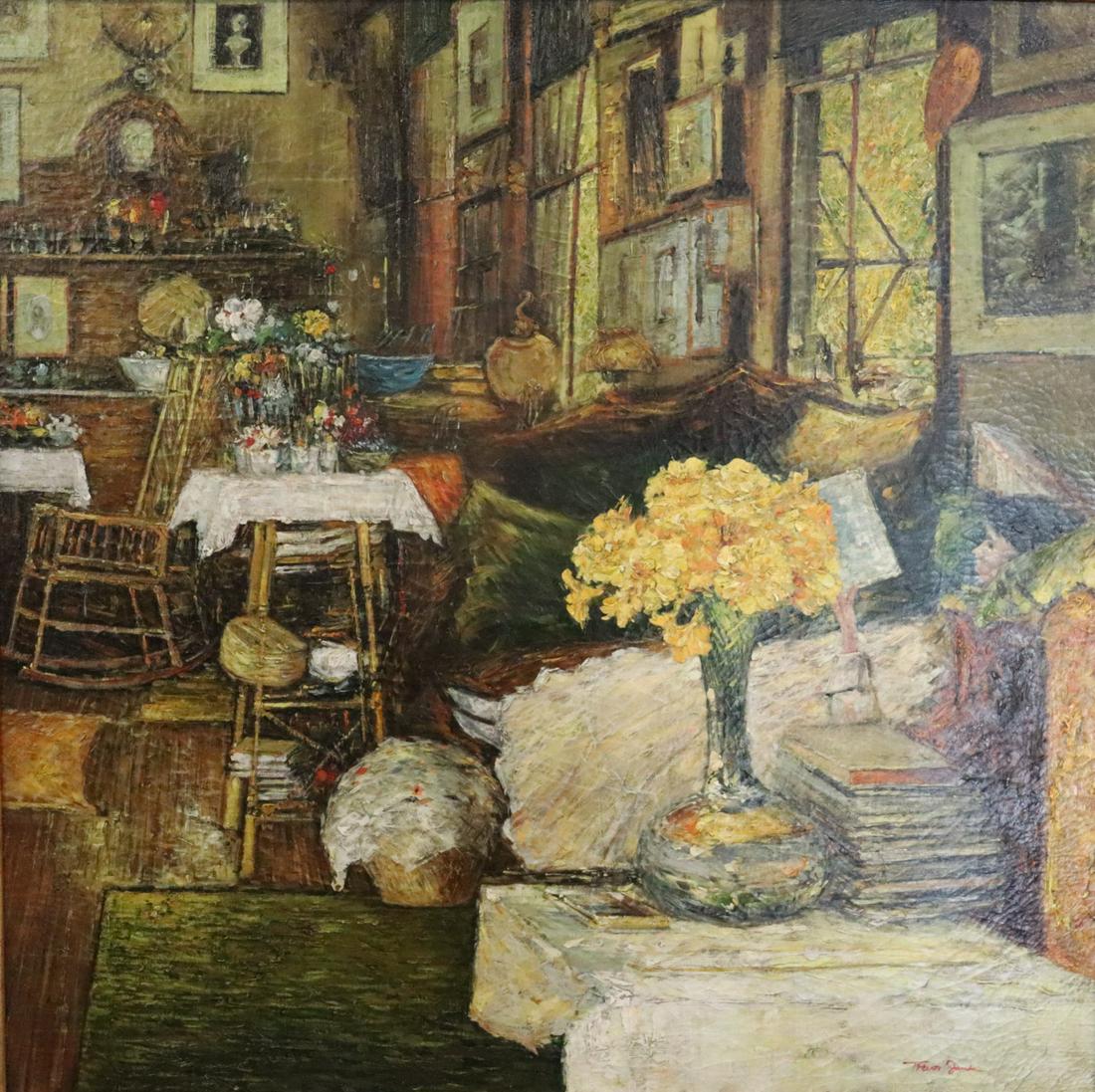 Trevor James. Signed Oil On Canvas Interior Scene. (1 of 4)