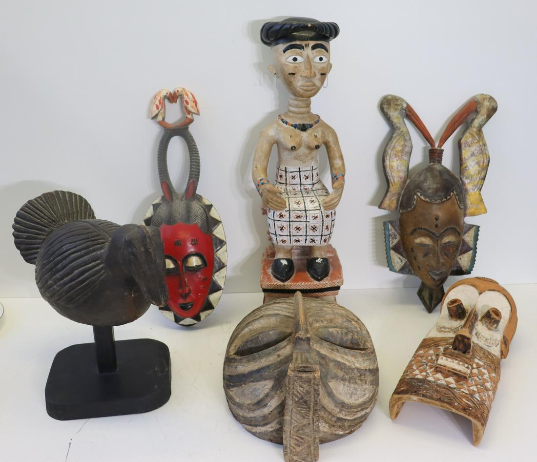 Lot Of Assorted African Carved Wood Masks (1 of 11)