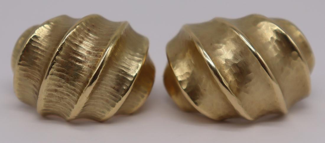 JEWELRY. Pair of Italian 14kt Gold Ear Clips. (1 of 5)