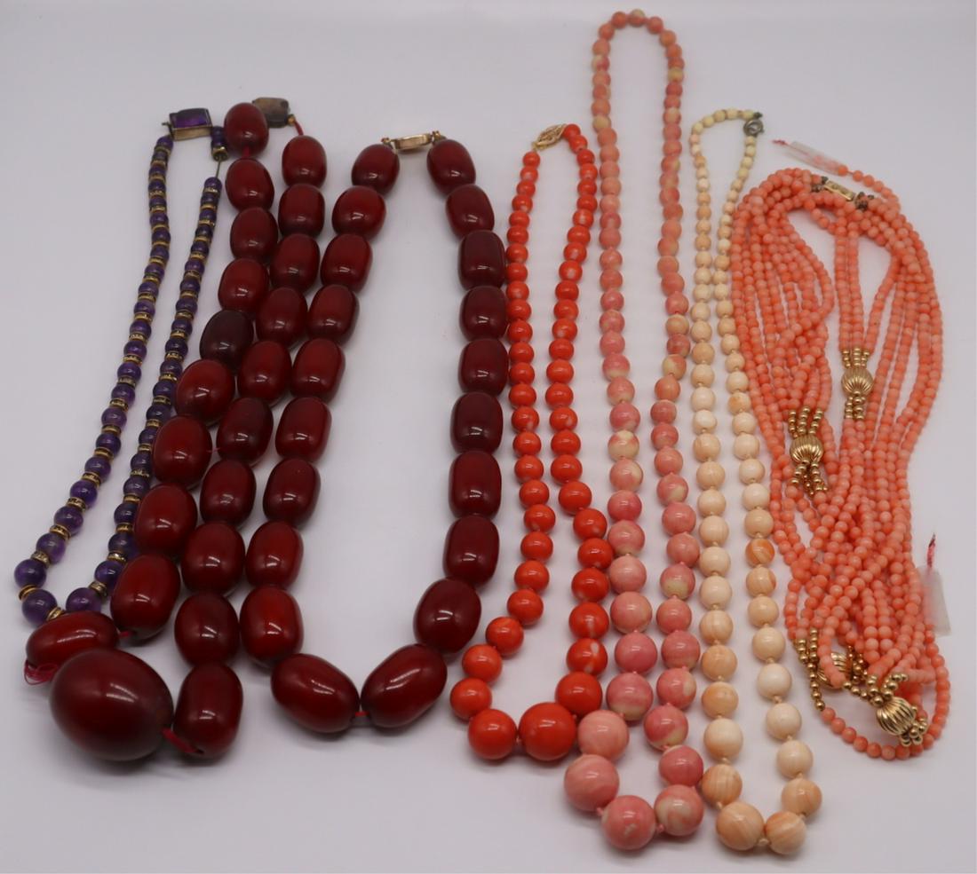 JEWELRY. Assorted Beaded Necklaces Inc. Coral. (1 of 10)