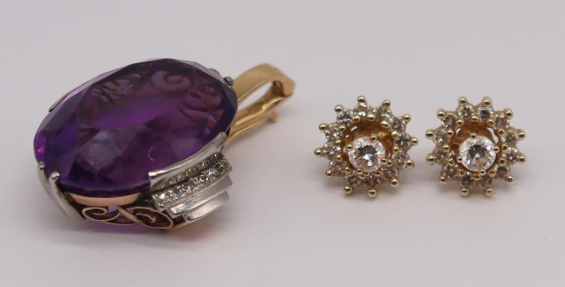 JEWELRY. Vintage Gold, Diamond and Amethyst Group. (1 of 12)