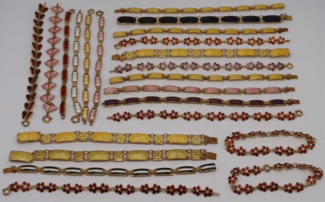STERLING. (22) Enamel Decorated Silver Bracelets. (1 of 7)