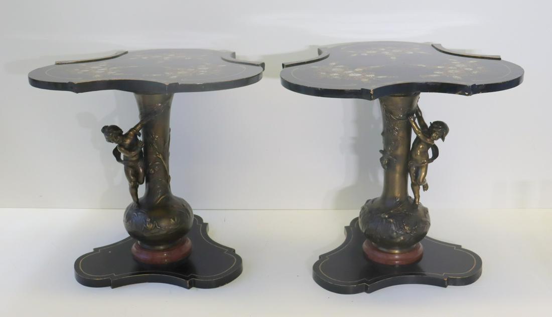 Pair Of Scalloped Tables With Figural Bases. (1 of 8)