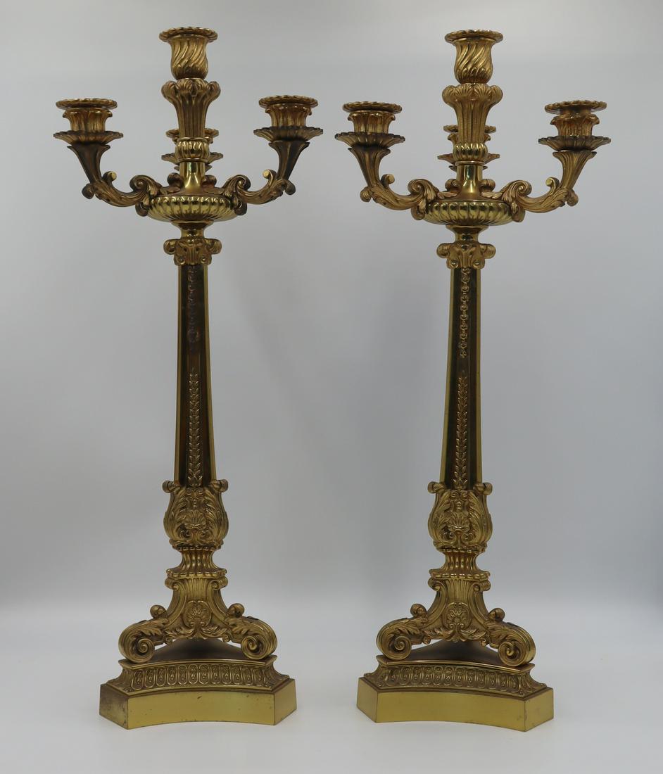 Pair of Polished Bronze Candelabra. (1 of 7)