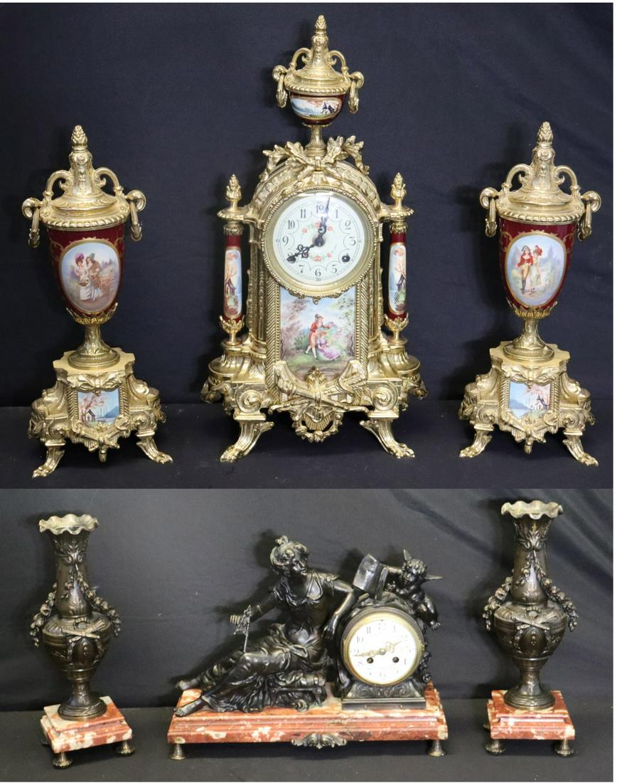 Lot Of 2 Clock Garniture Sets. (1 of 14)