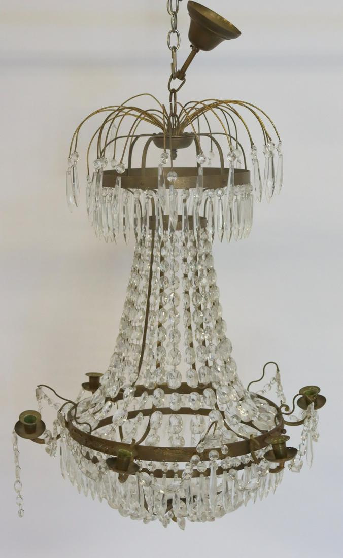 Antique Gilt Metal l Balloon Form Chandelier: From a Croton on Hudson estate . - Dimensions: 31" x24"