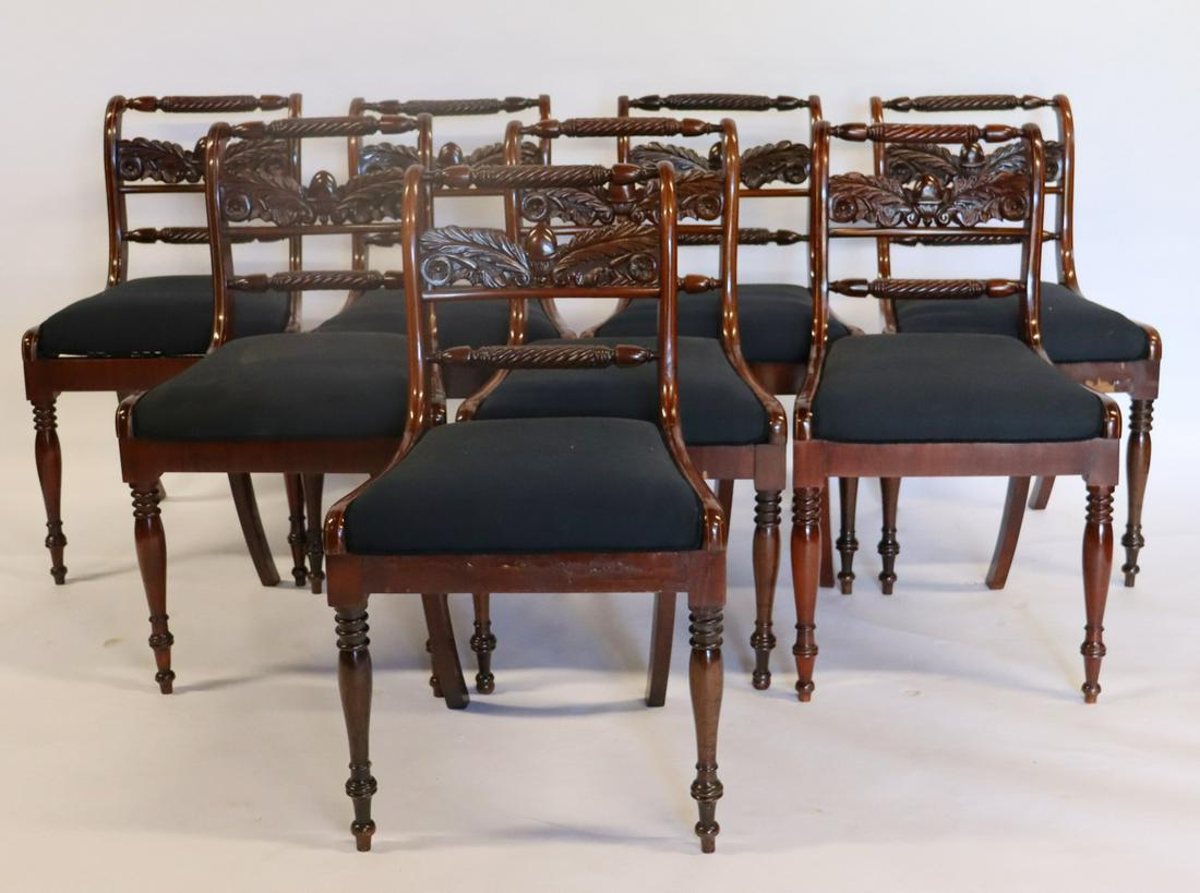 Set Of 8 Regency Style Finely Carved Chairs. (1 of 10)