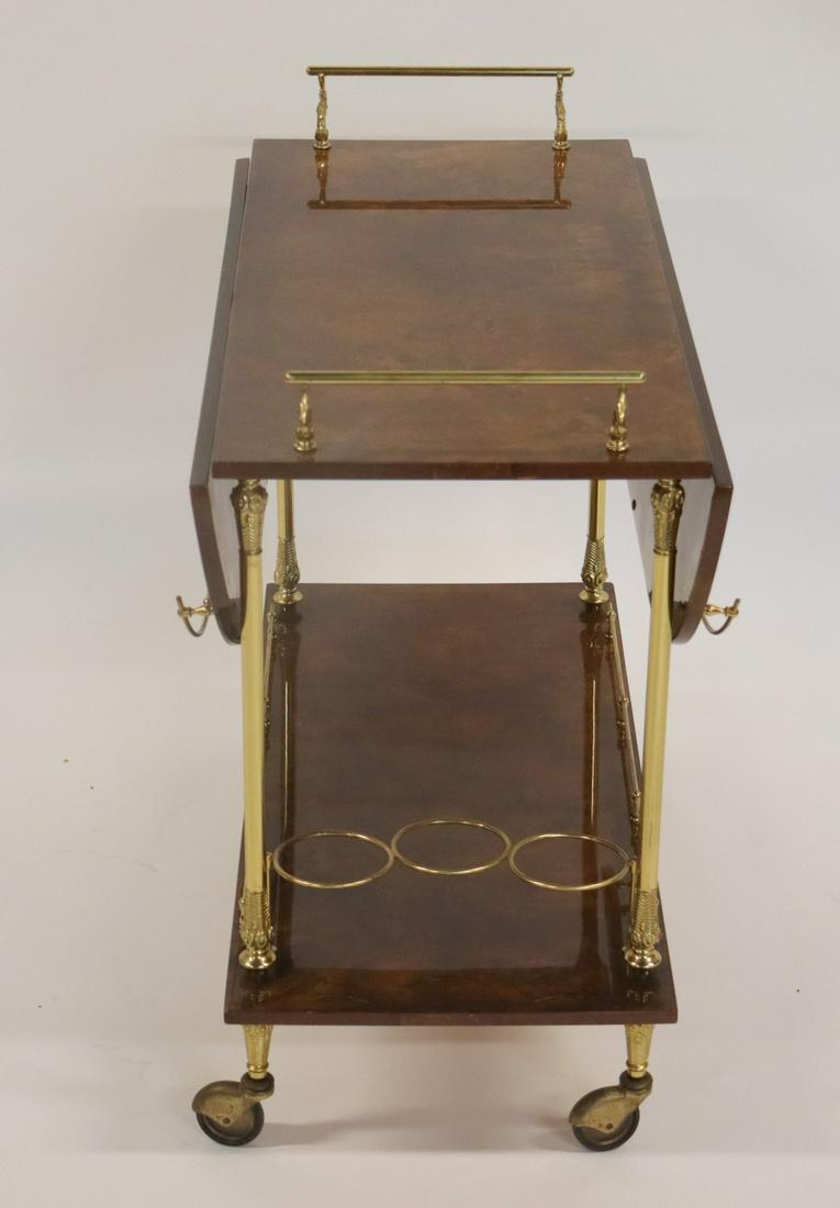 MIDCENTURY. Aldo Tura Parchment Serving Cart.: Nice cart with brass trim. From a Staten Island waterfront estate. - Dimensions: 30" x 32" x 31"